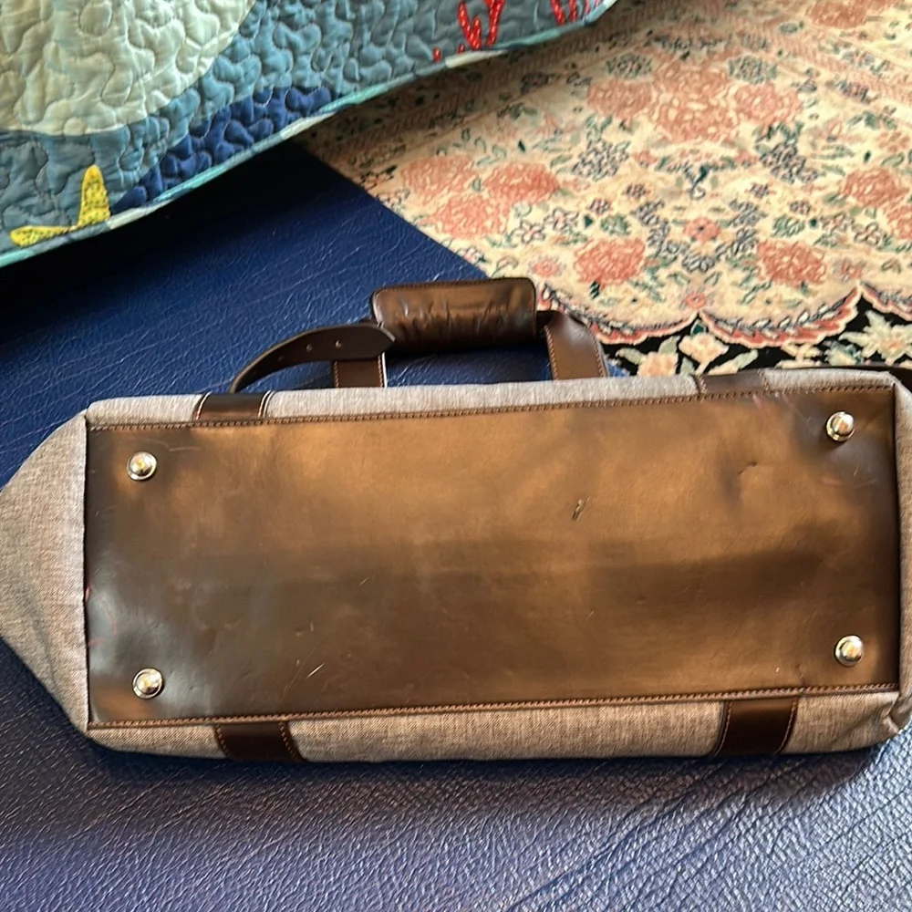 Bespoke Gray and Brown Canvas Duffle